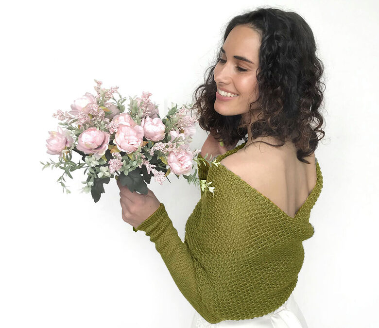 Wedding sweater olive green, bridal jacket, cover up, knitted shrug, WG27